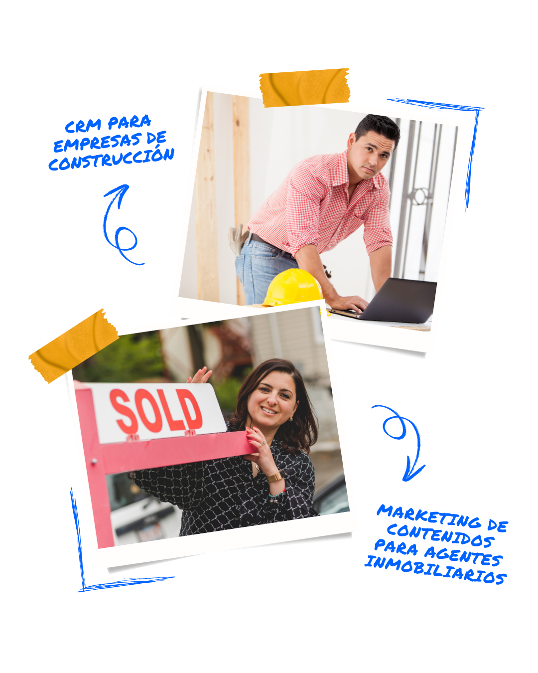 Soluciones de IA: CRM para empresas en el sector de la construcción y marketing de contenidos para agentes inmobiliarios.